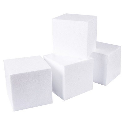 Juvale 4 Pack White Foam Cubes for DIY Crafts, 6 x 6 x 6 in