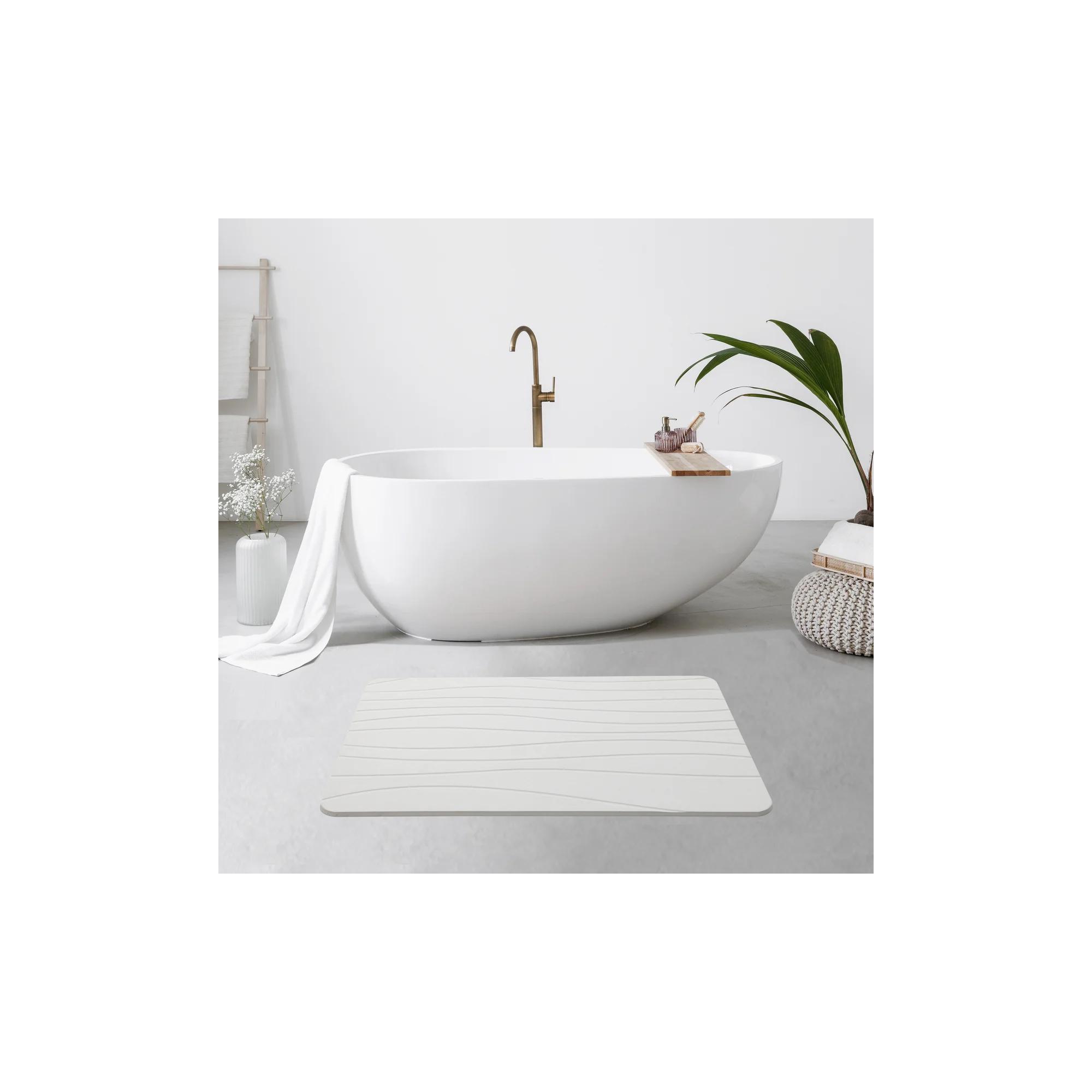 J&V TEXTILES Stone Bath Mat Diatomaceous Earth Shower Mat Non-Slip Super Absorbent Diatomite Stone Mats for Bathroom Floor Quick-Drying Easy to Clean