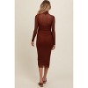 Pinkblush Brown Mesh Overlay Fitted Maternity Midi Dress - 3 of 3