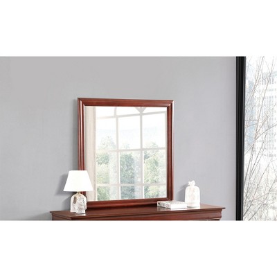 38-Inch Beige Square Wood Framed Dresser Mirror