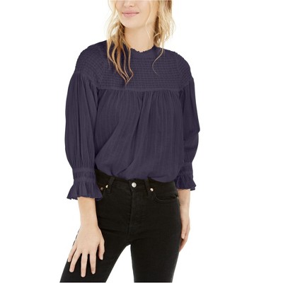 Free People Womens Smocked Tunic Blouse