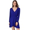 Coolmee Women's Spring Fall Pleated Mini Dress Long Sleeve Ruffle Causal Short Dress - 2 of 4