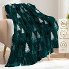 Lomsoe Christmas Decorative Throw Blanket White Snowy Tree and Green Forest Print Decoration, Soft Flannel Winter Blanket for Bed Sofa. - 2 of 4