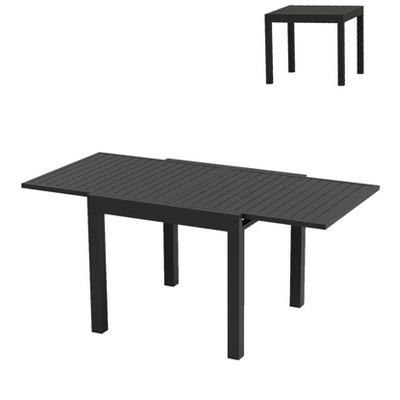Expandable Patio Table - Outdoor Dining Table Set for 4-6 Persons, Aluminum Slat Frame, Perfect for Backyard, Deck, Porch
