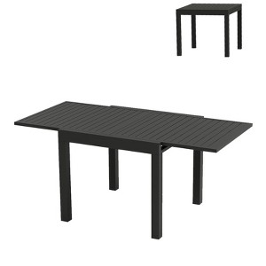 Expandable Patio Table - Outdoor Dining Table Set for 4-6 Persons, Aluminum Slat Frame, Perfect for Backyard, Deck, Porch - 1 of 4
