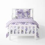 Bacati - Watercolor Floral Purple Gray 5 pc Girls Toddler Bedding Set