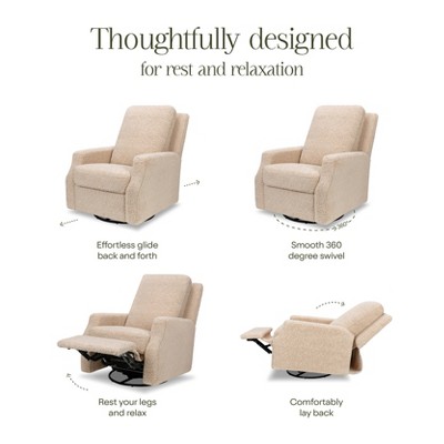 Chai Shearling Velvet Swivel Recliner with Solid Wood Frame