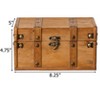 Vintiquewise Farmhouse Antique-Style Wood Treasure Chest with Leather Straps & Front Latch Decorative Storage Trunk for Trinkets, Jewelry - 4 of 4