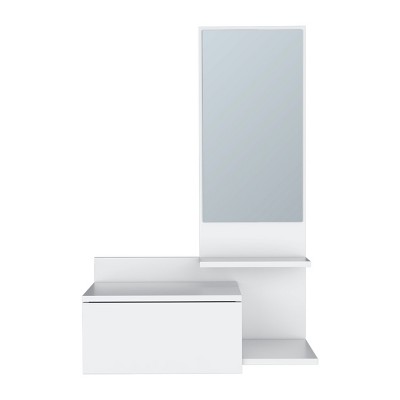 GlasFlength 36.2" Bathroom Storage Cabinets Pedestal Sink Storage Cabinet Vanity Base Cabinet with one Storage Shelf for Bathroom, White
