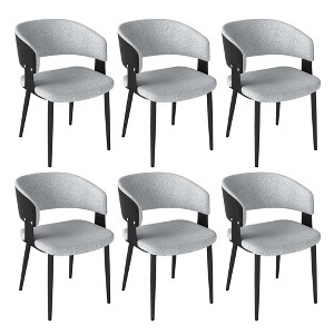 Modern Curved Backrest Dining Chairs Set of 6, PU Leather Upholstered Chair, Kitchen Chairs with Metal Legs for Dining Room - 1 of 4