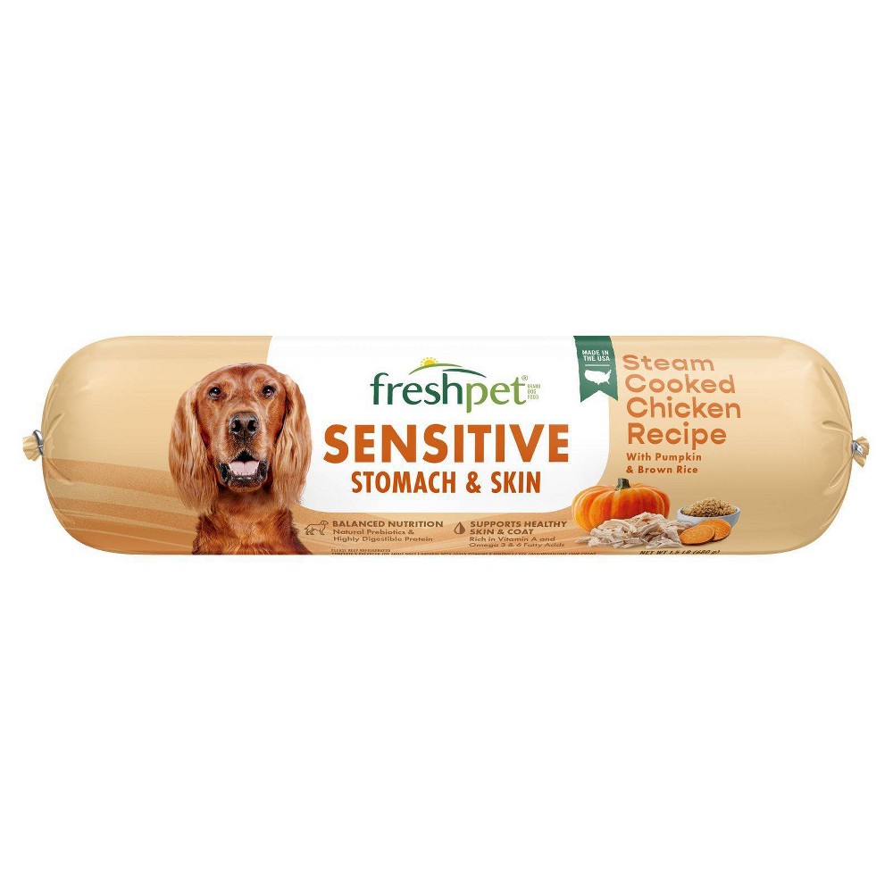 Freshpet Select Roll Sensitive Stomach & Skin Chicken Recipe Refrigerated Wet Dog Food - 1.5lbs: No Preservatives, Meat As First Ingredient