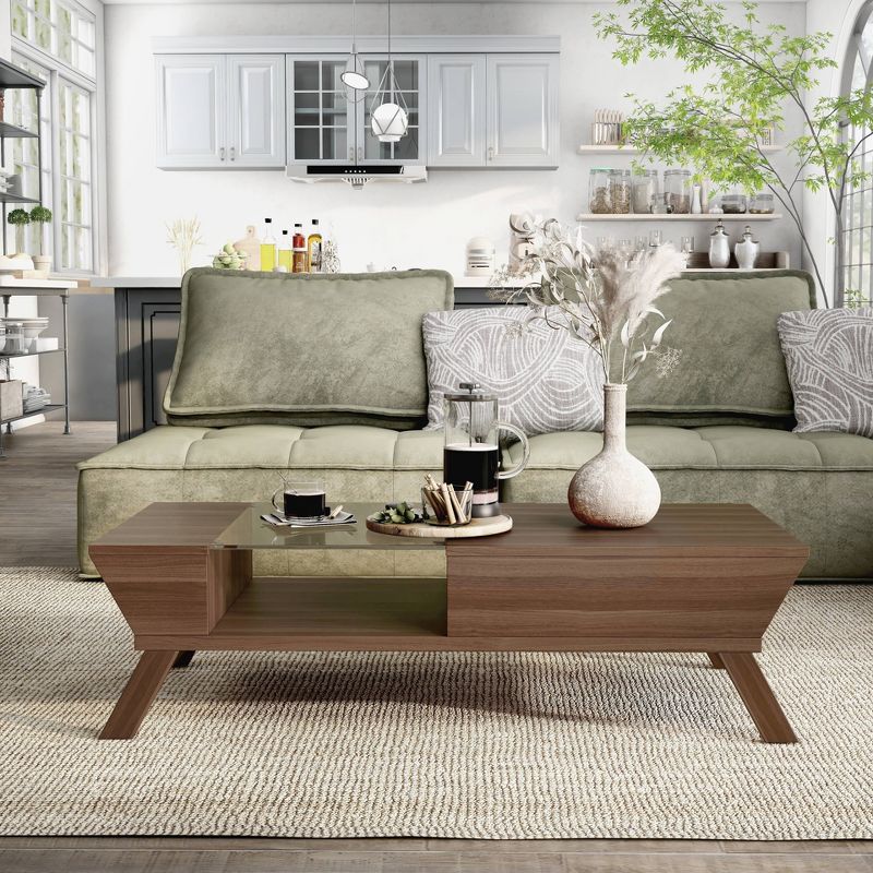 24/7 Shop At Home Kathryne Modern Flip Down Cabinet Coffee Table  , 3 of 14