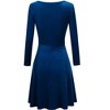Women's Scoop Neck Wrist Sleeve Length Dress Solid Slim Flowy Swing A-Line Velvet Cocktail Party Dress - 4 of 4