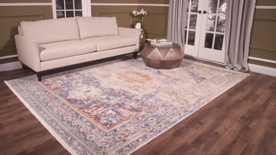 Ivory and Green Synthetic Runner Rug, 2'2" x 10'