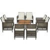 Costway 10PCS Patio Rattan Furniture Set Cushioned Sofa Armrest Wooden Tabletop - 3 of 4