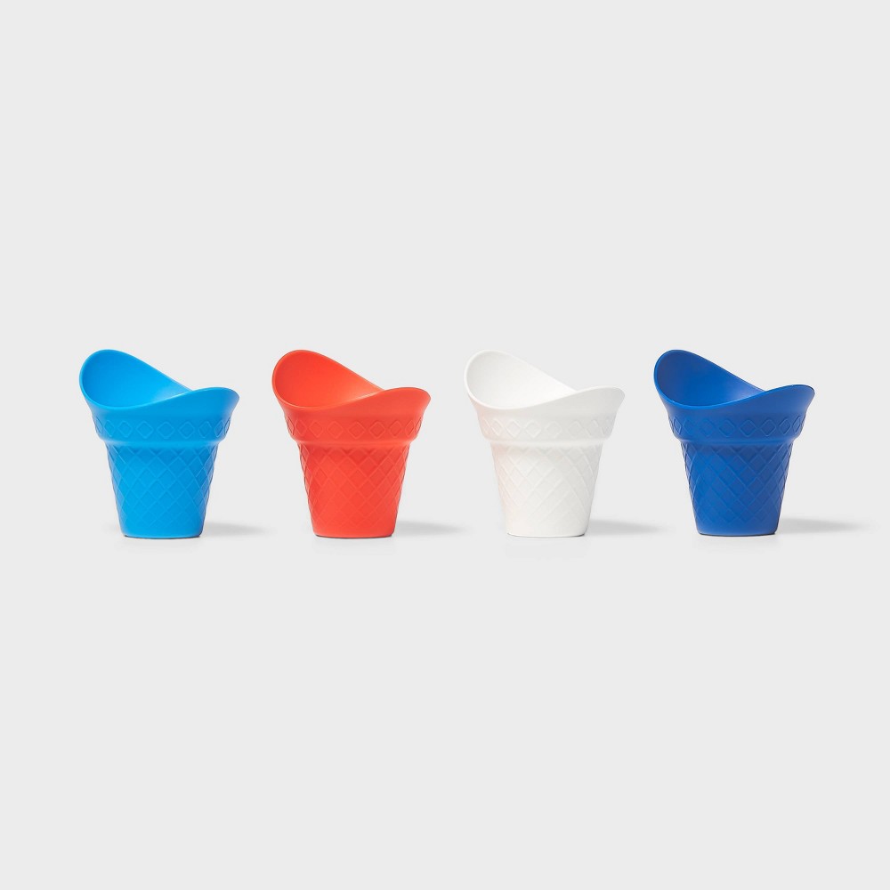 Photos - Other kitchen utensils 4pc Plastic Ice Cream Scoop Cones Red/White/Blue - Sun Squad™