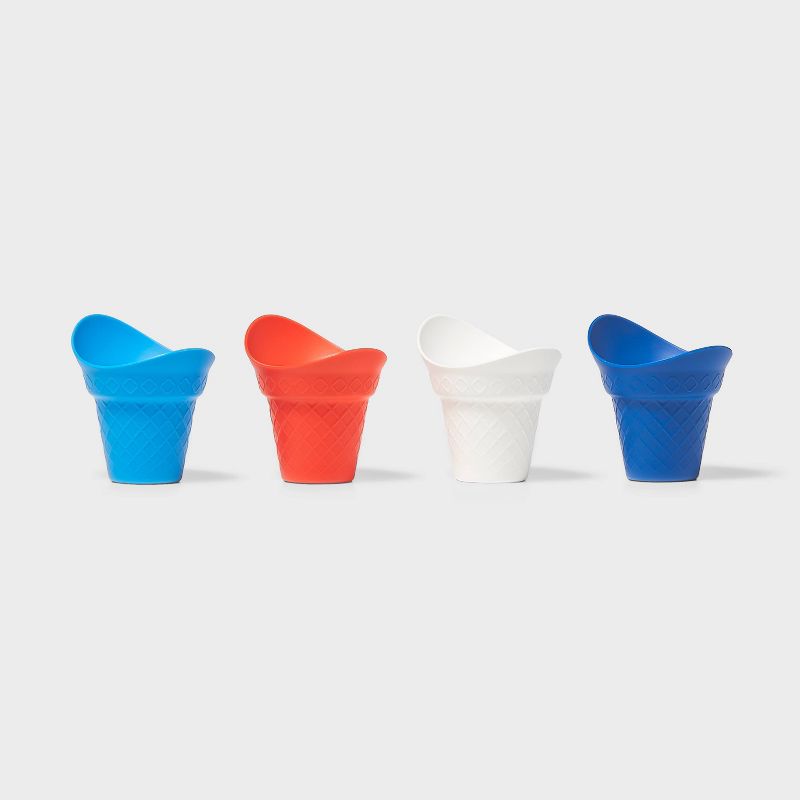 4pc Plastic Ice Cream Scoop Cones Red/White/Blue - Sun Squad&#8482;, 1 of 4