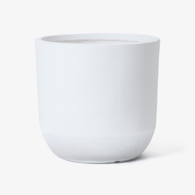 LuxenHome 14.6-Inch Round Smooth Finish White MgO Planter
