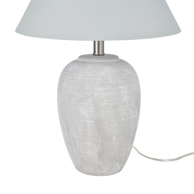 23" Grey Unglazed Ceramic Jar Table Lamp with White Shade