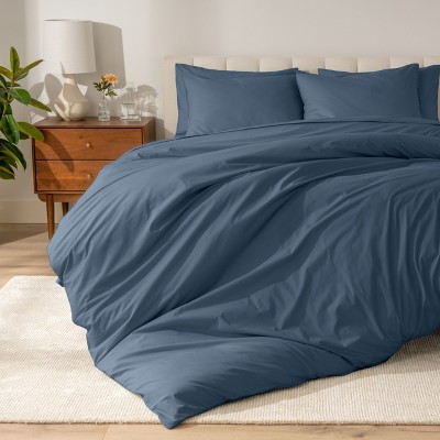 100% Organic Cotton Percale Duvet Cover and Sham Set by Bare Home