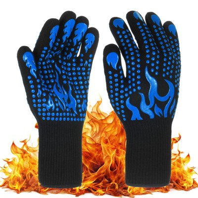 Unique Bargains Silicone Heat Resistant Fireproof Grilling Gloves 1472°F High Temp Resistance 1 Set