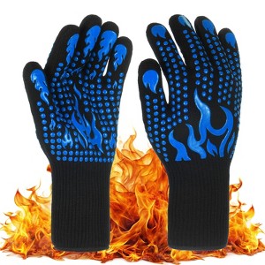 Unique Bargains Silicone Heat Resistant Fireproof Grilling Gloves 1472°F High Temp Resistance 1 Set - 1 of 4