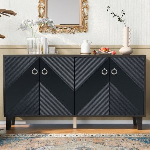 U-Shape Light Luxury Cabinet with Geometric Pattern Decor, Ideal for Hallways, Entryways, and Living Rooms - 1 of 4