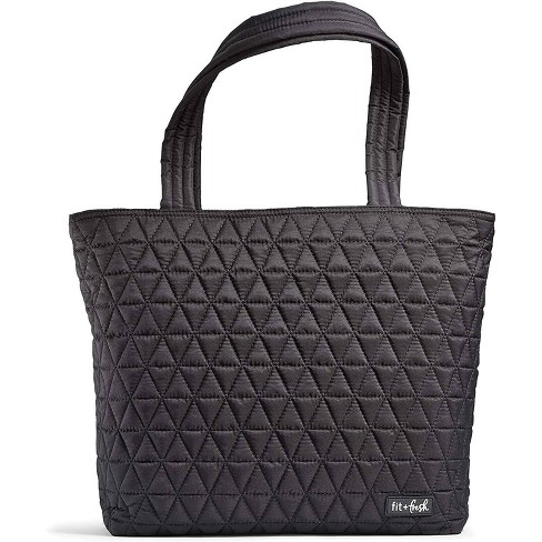 Fit & Fresh Metro Quilted Tote with Lunch Compartment - Black