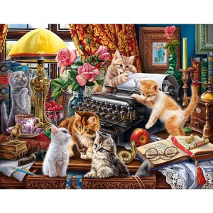 Sunsout Kittens in the Writer's Office 1000 pc Large Pieces  Jigsaw Puzzle 42948 - 1 of 4