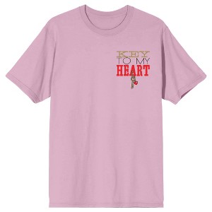 Tom & Jerry Love Key Crew Neck Short Sleeve Cradle Pink Women's T-shirt - 1 of 4