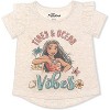 Disney Princess Girl's Moana Tides and Ocean Vibes Ruffle Sleeve Graphic Tee, Beige, Size 4 - 2 of 2