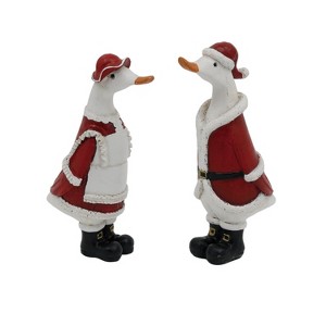 Transpac Resin Santa and Mrs Claus Ducks Set of 2 Christmas Figurines Colorful Tabletop Decor for Holiday Cheer - 1 of 1
