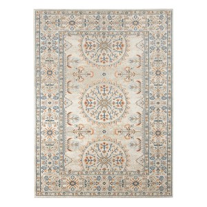 5' X 7'  and Orange Floral Medallion Stain Resistant Indoor Outdoor Area Rug - 1 of 4