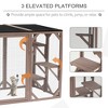 PawHut Outdoor Cat House, 71" Wooden Catio Feral Cat Shelter with Platforms, Large Door & Weatherproof Asphalt Roof, Brown - Nertpow - 3 of 4