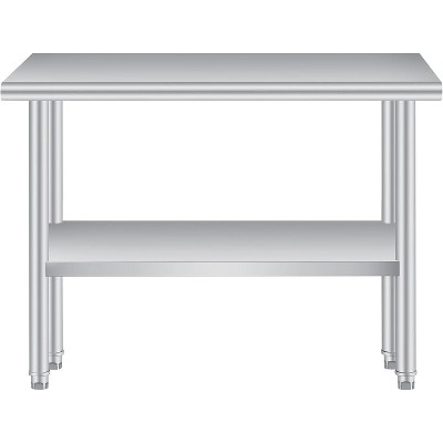 Commercial-Grade Stainless Steel Prep Table with Adjustable Undershelf, Rounded Corners & 660 lbs Load Capacity