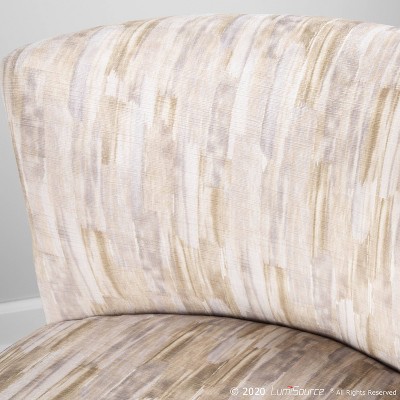 Contemporary Light Brown Slipper Chair with Gold Metal Legs