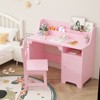 Kids Desk with Chair, Study Desk for Boys Girls with Hutch, Storage Cabinet, Wooden Children Study Table, Student Writing Desk Computer Workstation - 3 of 4