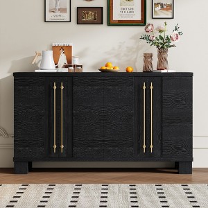 NicBex Buffet Cabinet with Storage and Adjustable Shelves,Modern Sideboard Cabinet with Gold Handles,Storage Cabinet for Living Room,Kitchen,Black - 1 of 4