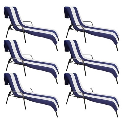 Cabana Striped Cotton Standard Size Towel/ Chaise Lounge Chair Cover Set by Blue Nile Mills