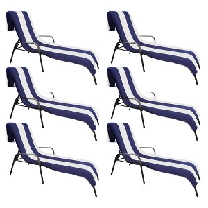 Cabana Striped Cotton Standard Size Towel/ Chaise Lounge Chair Cover Set by Blue Nile Mills - 1 of 4