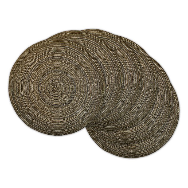 Set of 6 Variegated Lurex Round Woven Placemat Brown - Design Imports, 1 of 7