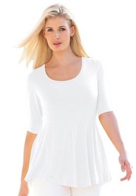 Jessica London Women's Plus Size Stretch Cotton Peplum Tunic