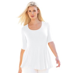 Jessica London Women's Plus Size Stretch Cotton Peplum Tunic - 1 of 4