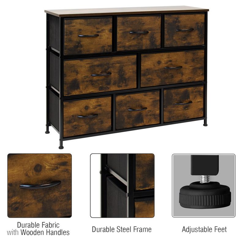 Sorbus 8 Drawers Wide Dresser - Organizer Unit with Steel Frame Wood Top and handle, Fabric Bins - Amazing for household decluttering, 4 of 6