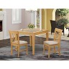 Square Dining Set - 36 Inch Kitchen Table with 2 Linen Chairs - Oak Finish - 2 of 4