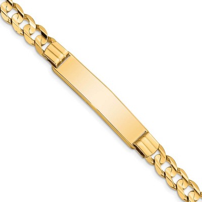 Black Bow Jewelry Men's 14k Yellow Gold Solid Curb I.D. Bracelet, 8 Inch