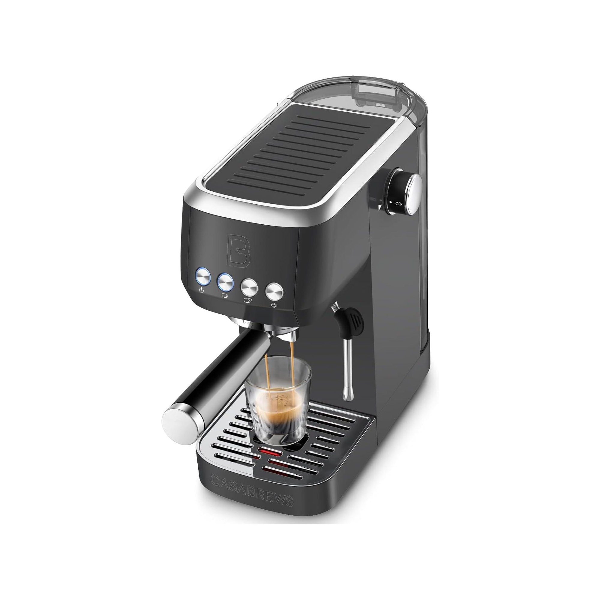 CASABREWS 3700Essential Espresso Machine, 20-Bar, Milk Frother, Volume Control, 43.9 oz Removable Water Tank, Black