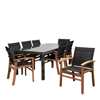 Orford 9pc Wicker Patio Dining Set with Rectangular Table - Brown - Amazonia