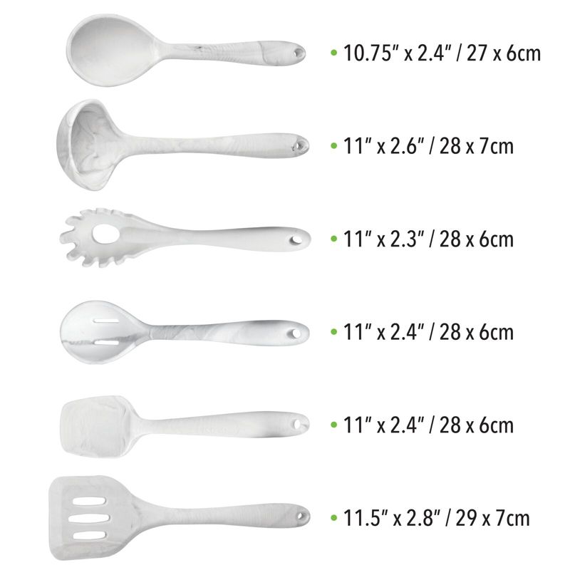 mDesign Silicone Kitchen Utensil Set - Large - Marble, 4 of 9