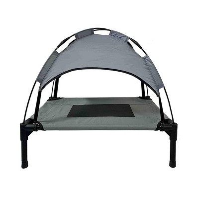 Midlee Grey Dog Cot with Canopy Elevated Pet Bed